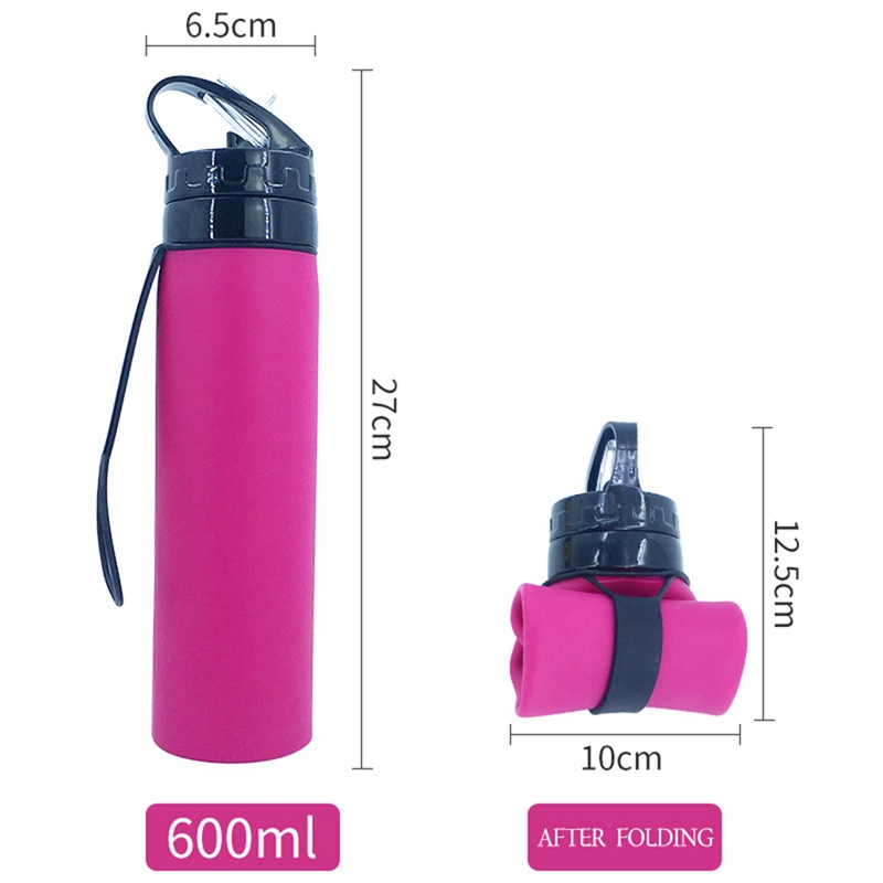 600Ml Opvouwbare Fles Water, Silicone Inklapbare Water Fles Draagbare Mountainbike Waterfles