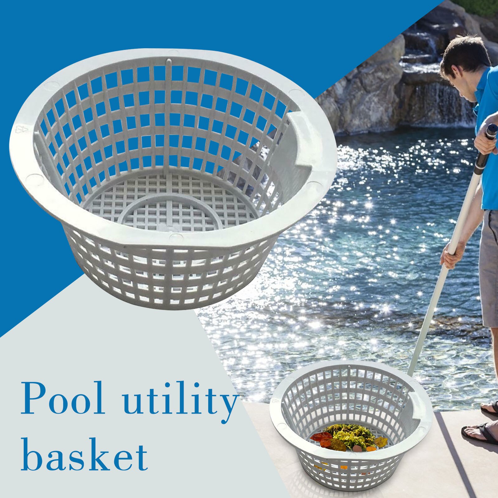 25# Durable Pool Skimmer Pool Skimmer Basket Pool Skimmer Saver Pool Skimmer Basket Foldable Handle Practical Skimmer Filter