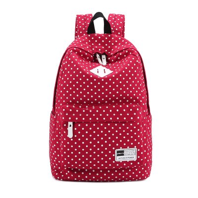 Ladsoul Lichtgewicht Casual Dagrugzak Canvas Polka Dot Rugzak 14 "-15" Laptop Pc Schooltas Voor Tiener Meisjes CD5588/H: red