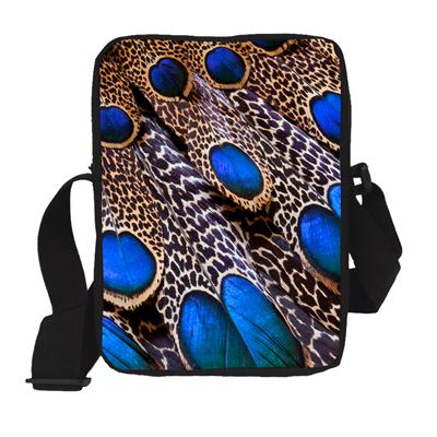 Moda Kobiety mini posłaniec Torby 3D klon liść wydrukować Handsbag Podróże Małe Ramię Crossbody Torby Dla Pań Kolorowe Pióra: 9014