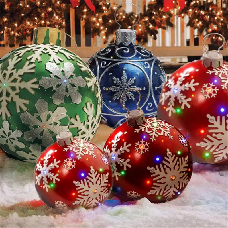24 Zoll PVC aufblasbare Weihnachts ball Outdoor Indoor Weihnachten dekoriert Ball Riesen große große Bälle Spielzeug Neujahr Party Ornament
