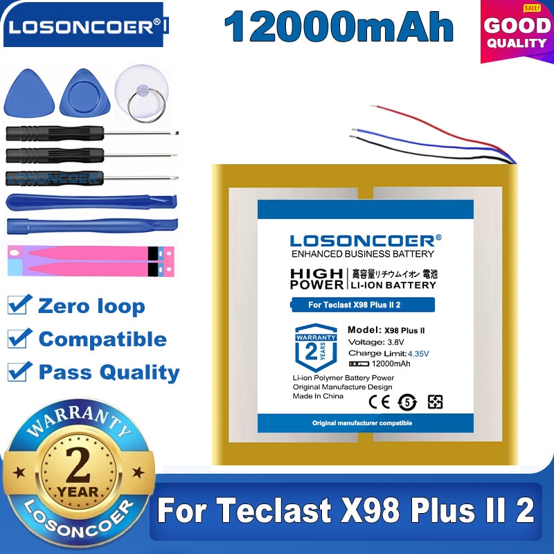 batería Original LOSONCOER de 12000mAh para Tablet PC Teclast X98 Plus II 2, 3 líneas, baterías C2D7 2879127 + herramientas gratuitas