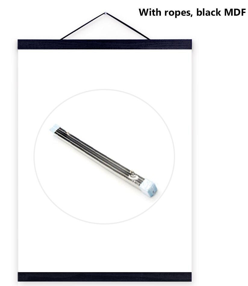 A3 a4 maten canvas schilderij magnetische houten hanger houten lijst fotolijst canvas posterlijst kunsthanger kerstdecoratie: Touw zwart / 60cm