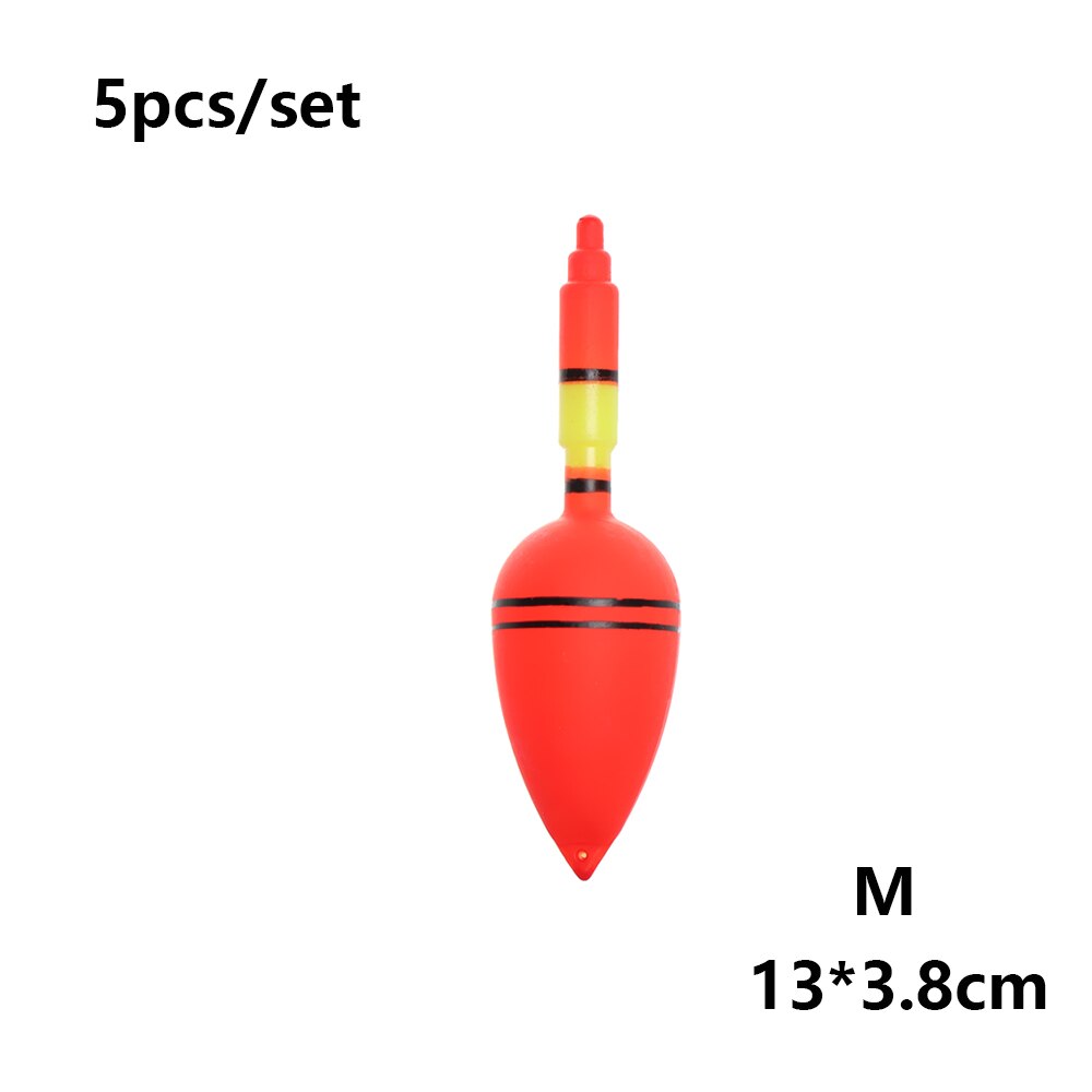 5PCS/Set Red Plastic Fishing Night Float Light Stick Eva Foam Ball Boia Luminous Bobber Night Outdoor Fishing Float: M-5pcs