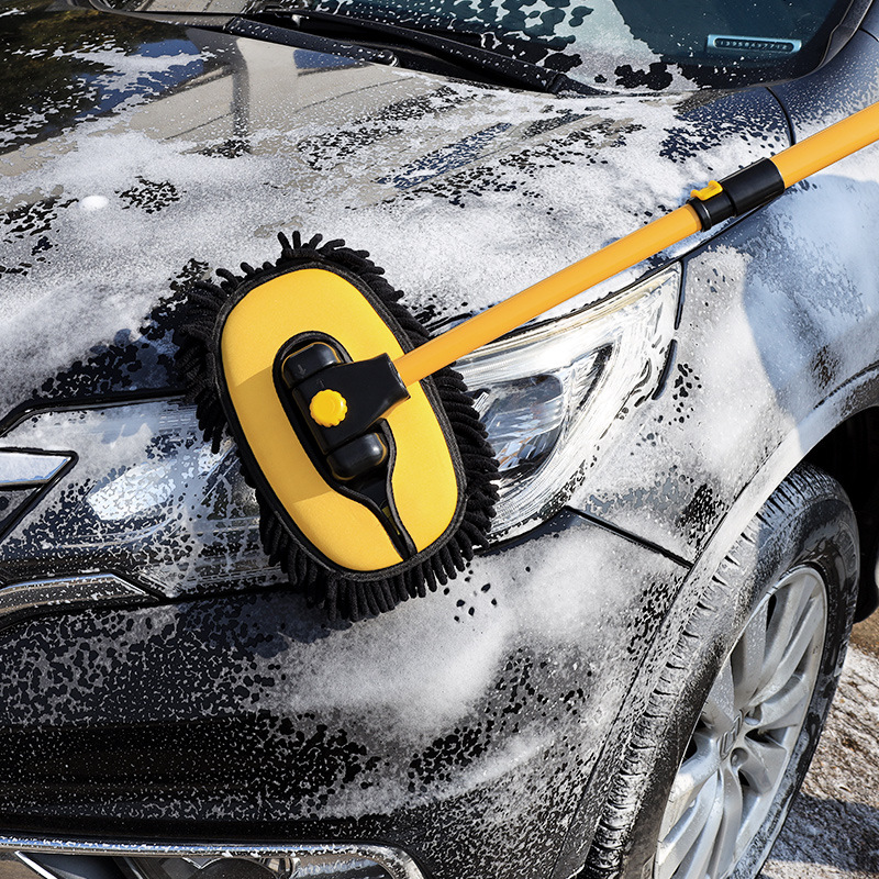 Cepillo de limpieza de ventanas de coche, cepillo de lavado de coches súper absorbente, fregona de limpieza telescópica con mango largo, escoba de chenilla, accesorios para automóviles
