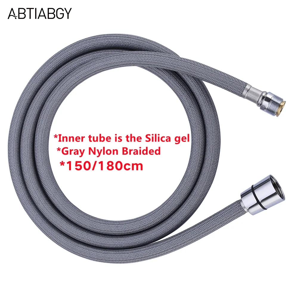 Manguera Flexible trenzada de nailon para grifo de cocina, accesorio de movimiento extraíble, tubo interior de Gel de sílice gris, F1/2 M15 * 1