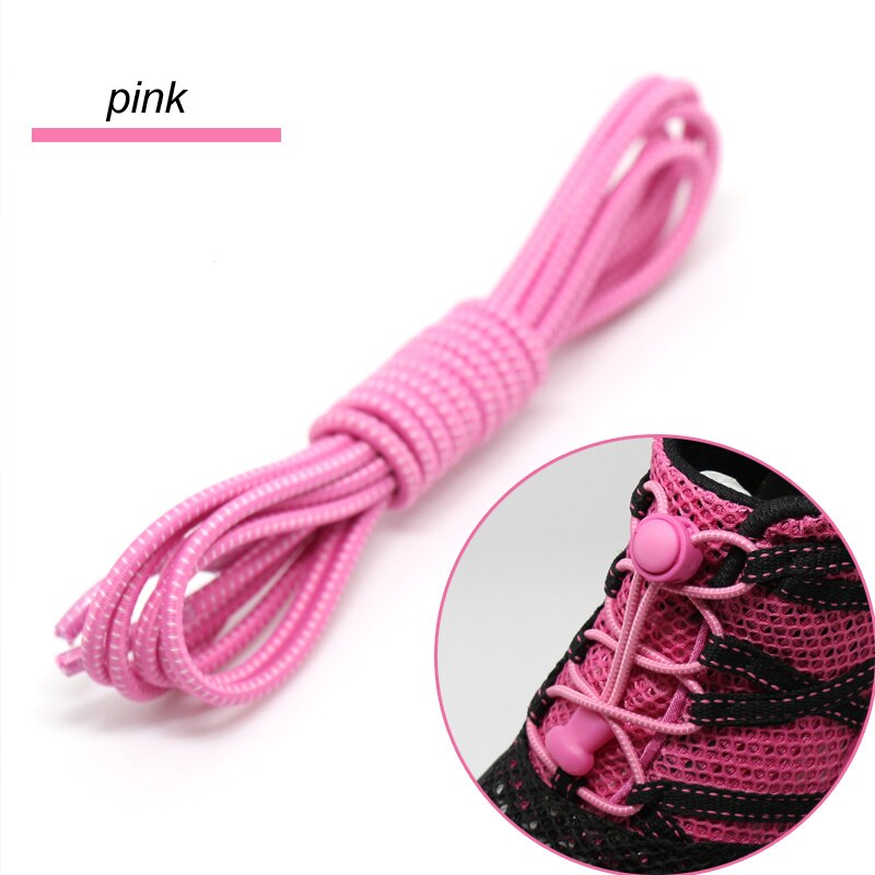 1pair Locking Shoe Laces Shoestrings Running Triathlon No tie Shoelace Sports Laces Hiking Shoelaces Children Elastic Shoelace: pink