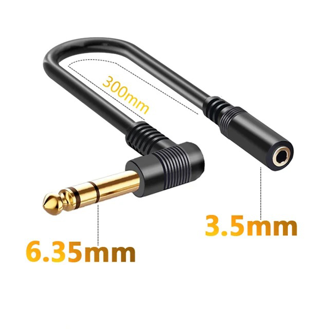 Mono 6.5 naar 3.5 Stereo Jack 1/8 3.5mm Naar 1/4 6.35mm AUX Audio Adapter Kabel voor PC Telefoon MP3 TV Gitaar Versterker Luidspreker Mixer: Oranje