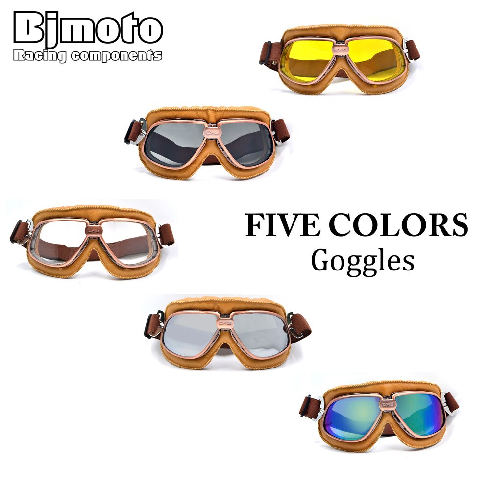 Bjmoto 5 farver motorcykel cruiser scooter biker motorcross retro vintage beskyttelsesbriller briller til sportsbriller