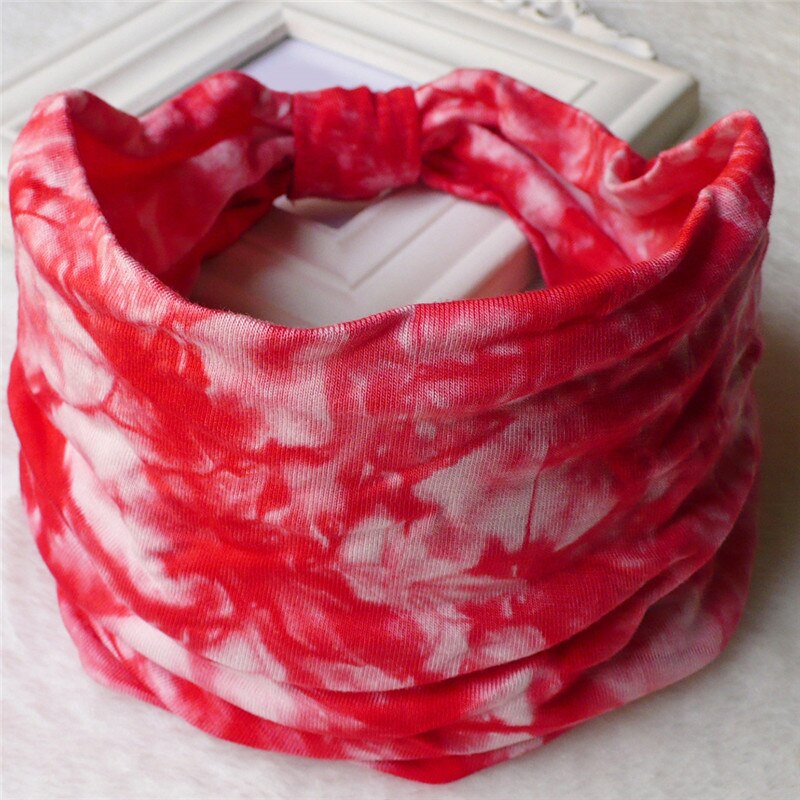 Vrouwen Lady Tie Geverfd Brede Elastische Hoofdband Bandana Hoofd Wraps Sport Haarband Haarband Yoga Absorberen Zweet Riem Tape: red