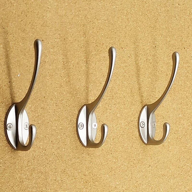 10 Pack Heavy Duty Dual Coat Hooks Wall Mounted with 20 Screws Retro Double Hooks Utility Hooks for Coat, Scarf, Bag, Towel, Key: Default Title