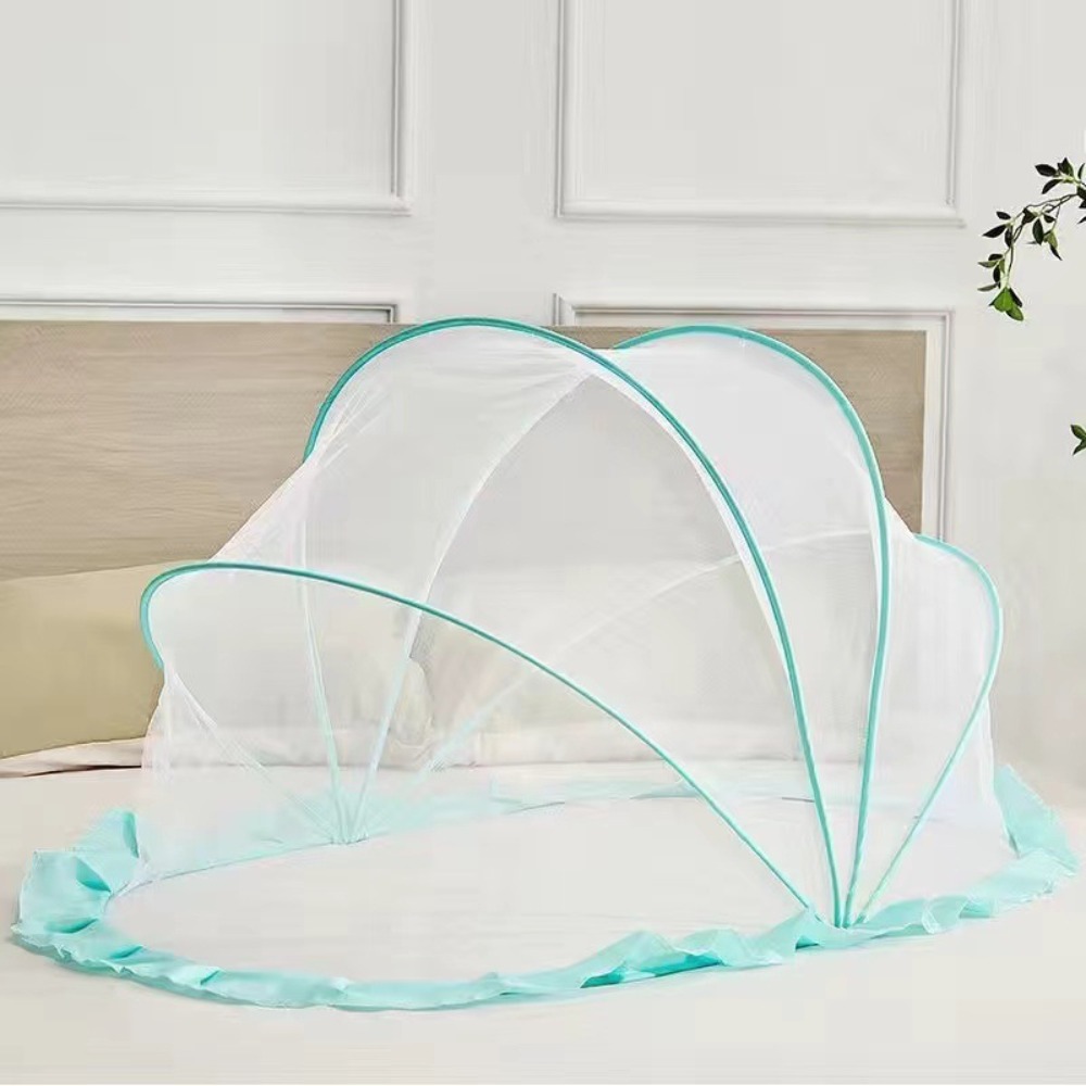 Folding Baby Crib Mosquitoes Net Breathable Full-Coverage Anti-mosquito Mesh Cover Soft Portable Crib Tent Summer: Blue
