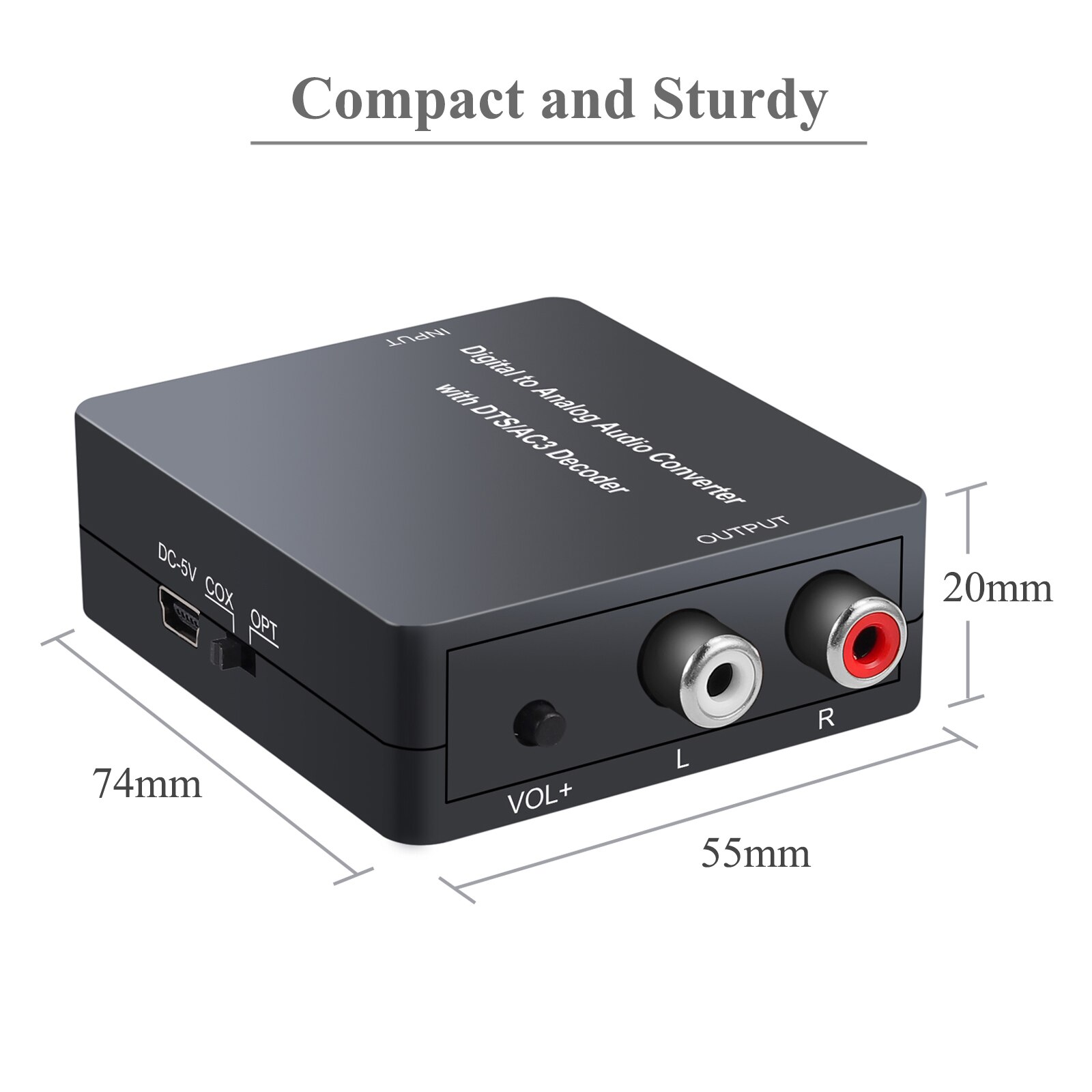 Prozor 192Khz Dac Met Dts AC3 Decoder Digitale Audio Analoog Converter Optische Coaxiale 5.1CH Naar L/R 2.0CH Analoge Audio Adapter