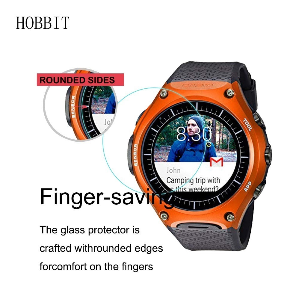 2 pack 0.3mm 2.5d klart härdat glas skärmskydd för casio wsd -f10 /  wsd -f20 /  prw -7000 smartwatch skärmskyddsfilm