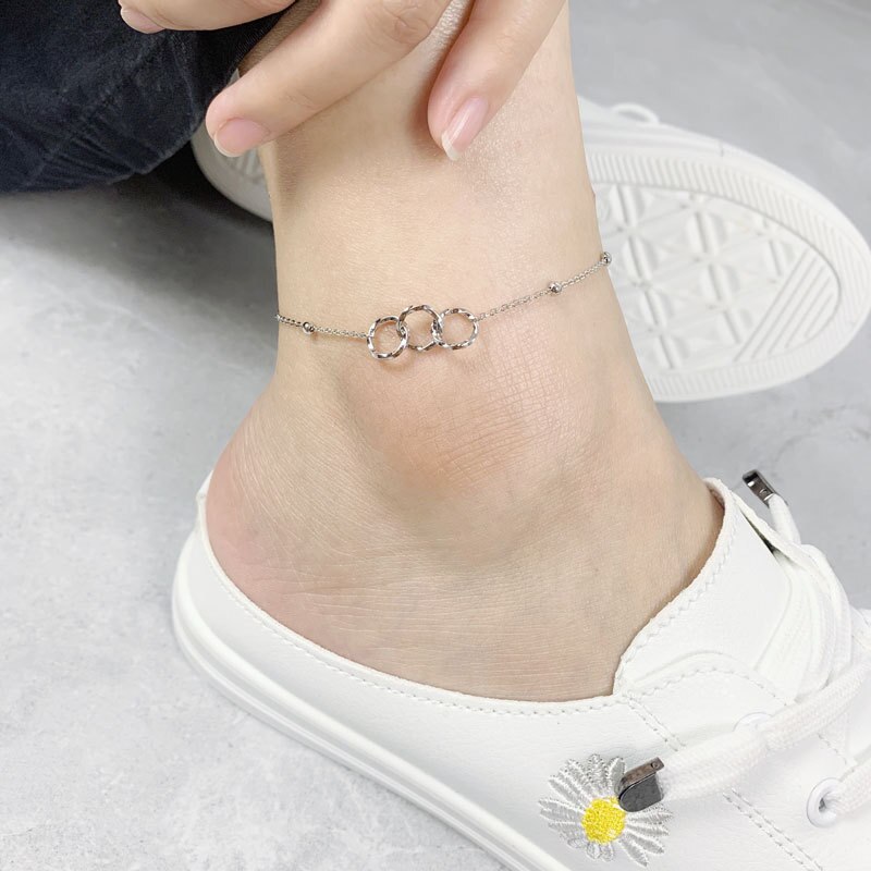 925 exquisite kleine runde fußkettchen aus sterlingsilber für damen, schlichter sommerlicher boho-schmuck