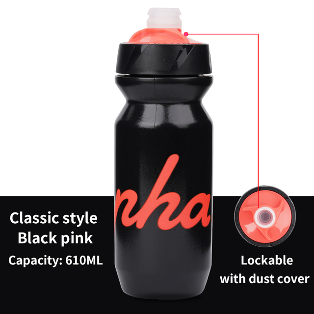 Rapha 610-710ML Ultralight Bicycle Water Bottle Leak-proof Squeezable Cycling Bottle Taste-free BPA-free Outdoor sports kettle: 610ml Black Pink