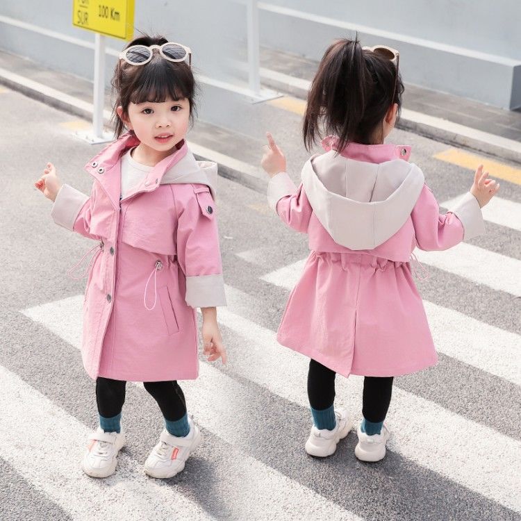 Herfst Winter Mode Baby Meisjes Trenchcoat Jas Kids Bovenkleding Hooded Windbreaker Kinderen Kleding Voor Meisjes W528