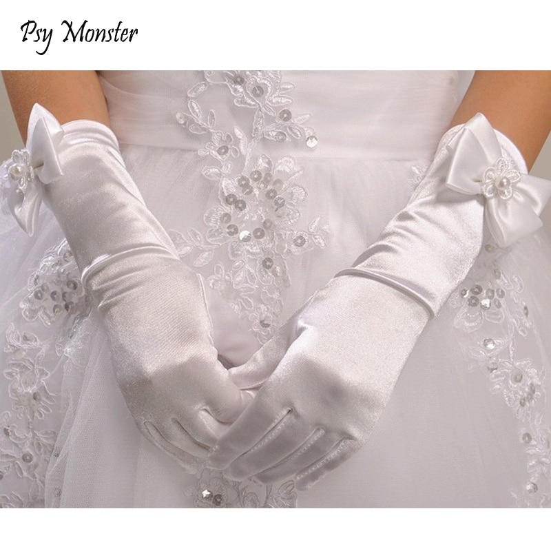 1 par de guantes de lazo de encantadora de boda para niñas y flores, accesorios de comunión para ceremonia, guantes para niños