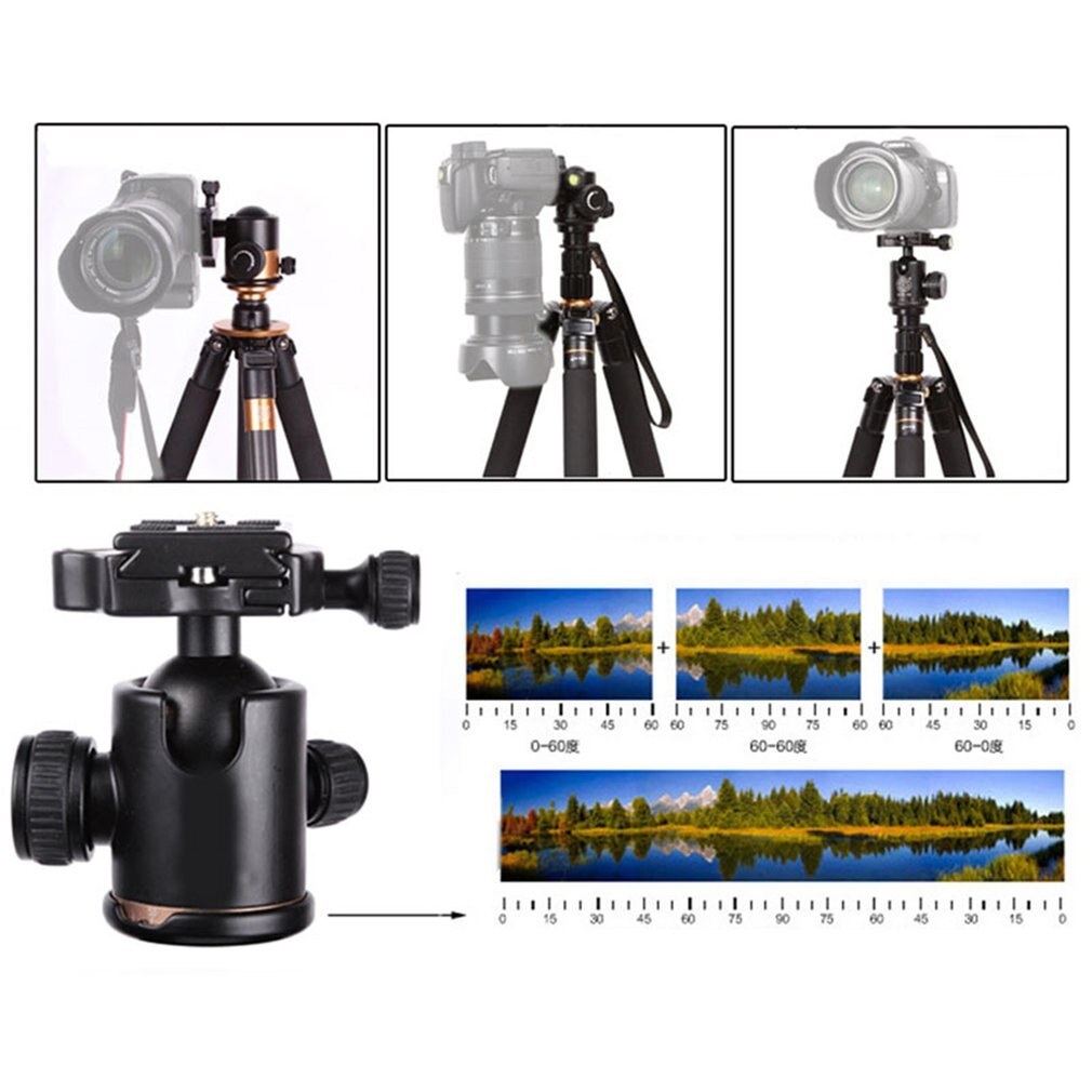 VD-02 Tripod Ball Head 360 Degree Rotating Panoramic Ballhead for Monopod Tripod DSLR Camera Aluminum Alloy
