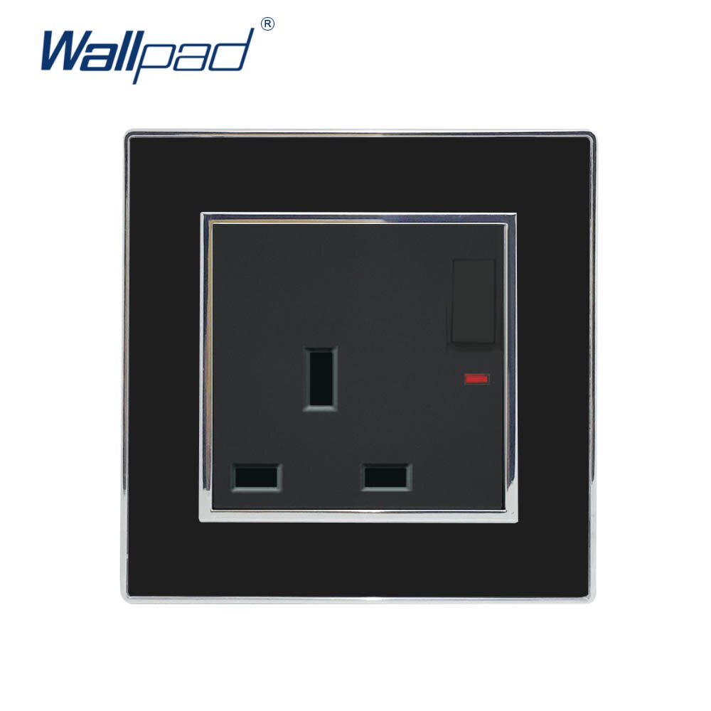 UK prise électrique 13A avec interrupteur | Boîtier mural, luxe, prise électrique 13A UK, panneau acrylique, Tomada AC110 ~ 250V: Black