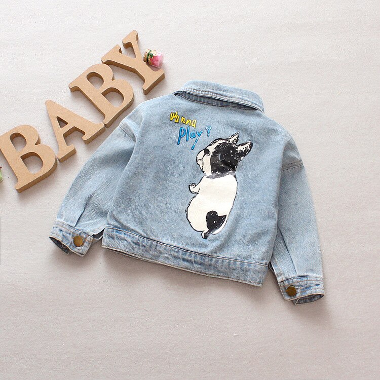 autumn denim jacket short paragraph 0-3 years old boy cartoon cute children's clothing
