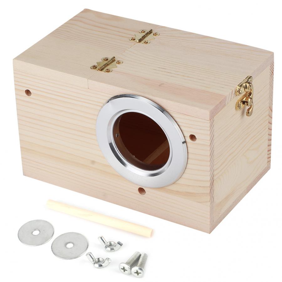Casa de madera para aves de 12x12x19,5 cm, caja de cría de mascotas, casa de cría de aves de exterior, nido, decoración de cría de loros