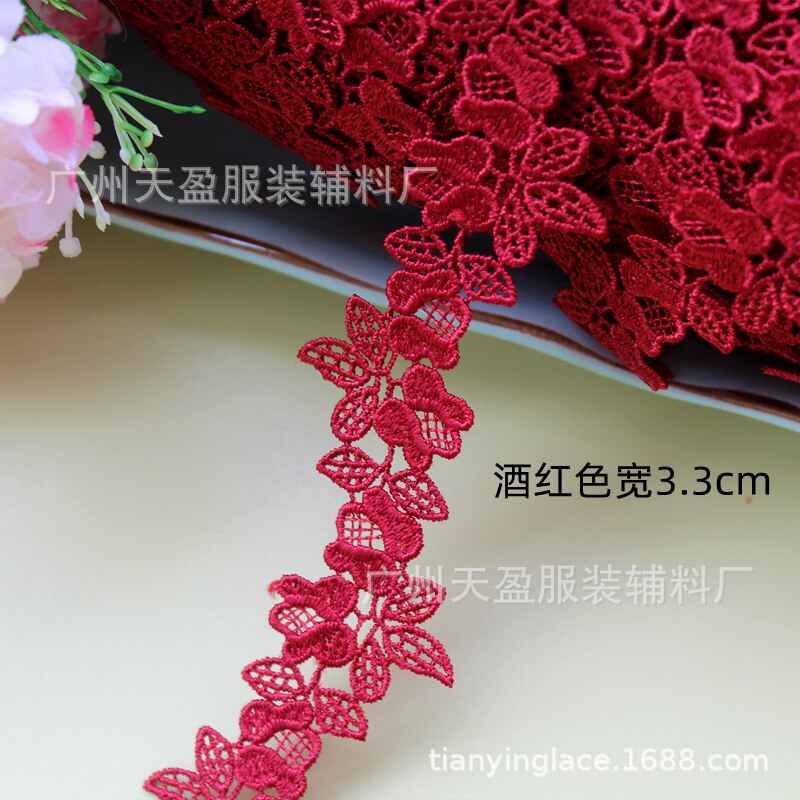 2Yards Polyester Blauw Roze Bloem Kant Trims Wateroplosbare Kant Lint Diy Ketting Ornamenten Bruiloft Kleding Accessoires 3Cm