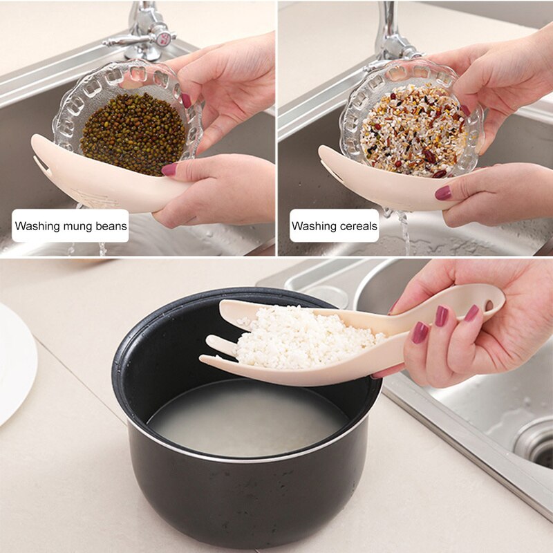 1pcs Washing Spoon Rice Washing Scoop Washing Rice Sieve Household Sink Food Drain Rack Kitchen Accessories