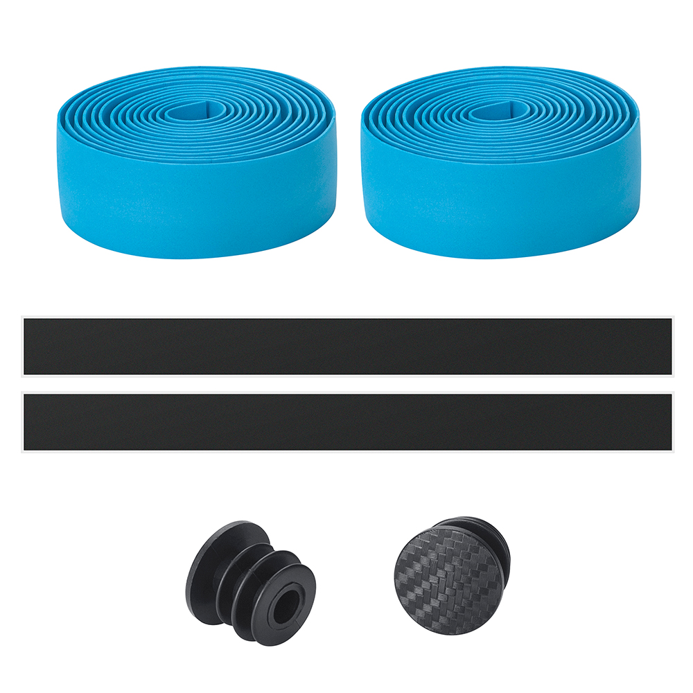 LINGMAI Fietsstuurlint Camouflage Antislip Demping Fietsen Racefiets Handvat Riem Wraps Met Bar End Pluggen: Sky Blue