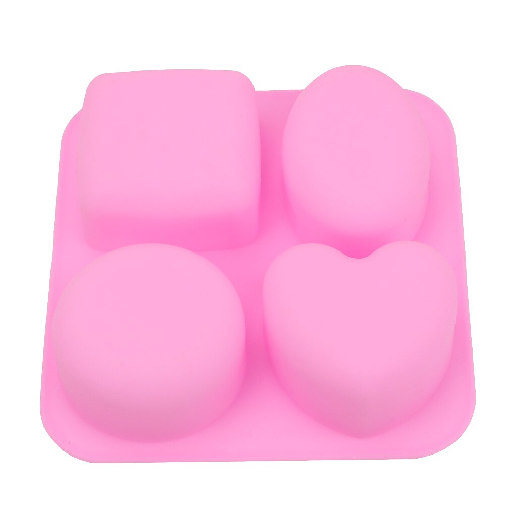 Silicone Soap Making Round Oval Heart Square Shape Handmade Soap Mold 4 Cavity Portable Unique Soap Making Tools Soap Molds