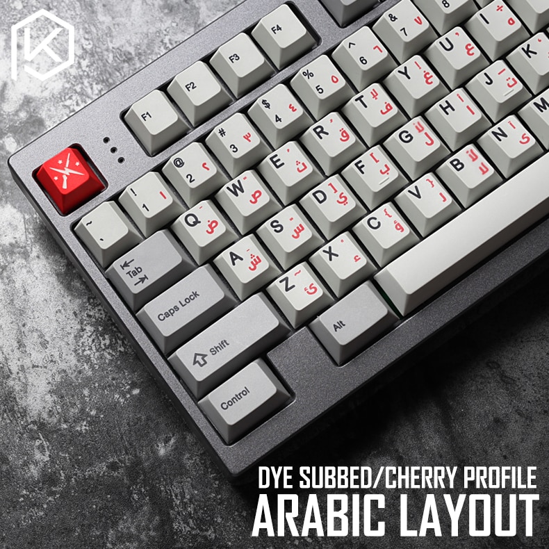 kprepublic 139 Arabic language root font letter Cherry profile Dye Sub Keycap PBT for gh60 xd60 xd84 cospad tada68 87 104 fc660