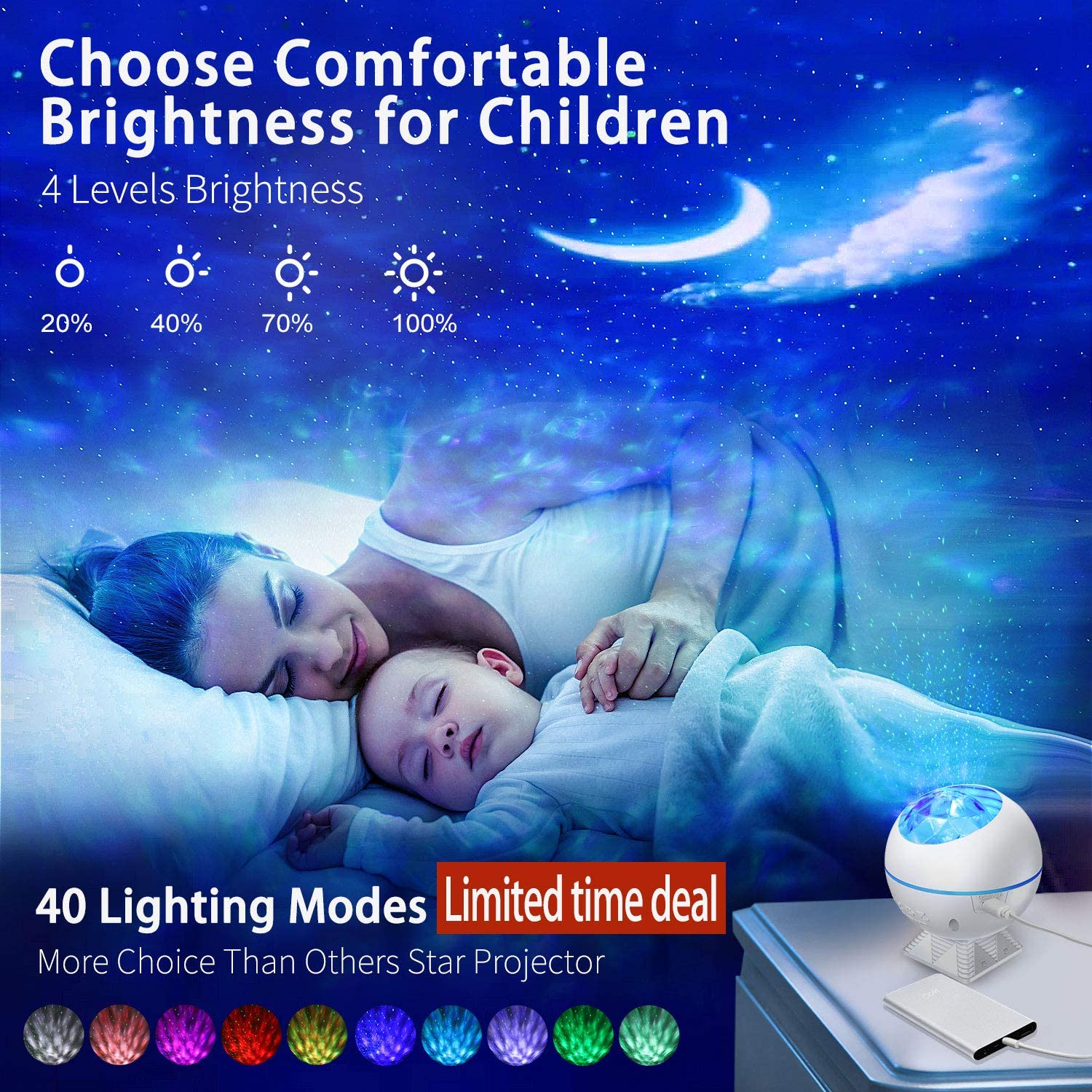 Star Projector Light Sky Maan Galaxy Oceaan Projectielamp Led Slaapkamer Night Light Met Afstandsbediening Voor Kinderen Baby