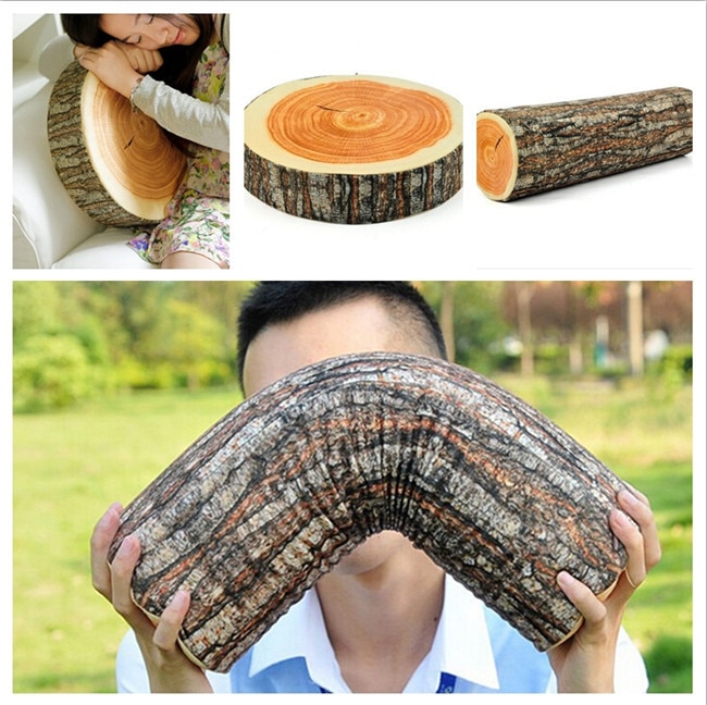 Stump Vormige Decoratieve Kussens Leuke Ronde Woods Graan Zachte Pluche Stoel Zitkussen Kussen Thuis Auto Decor EJ673462