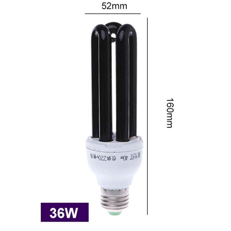 Bombillas UV negras de 13W-40W, luz ultravioleta E27, 220V, 12V, espiral BLB CFL, lámpara insecticida, luz fluorescente: Straight 36W / 220V