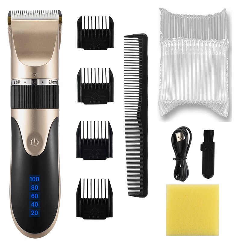 HIENA Hair Clipper Electric Hair Trimmer Digital Rechargeable Hair Clipper for Men Hair Cutting Machine Low Noise: Gold withoutbox