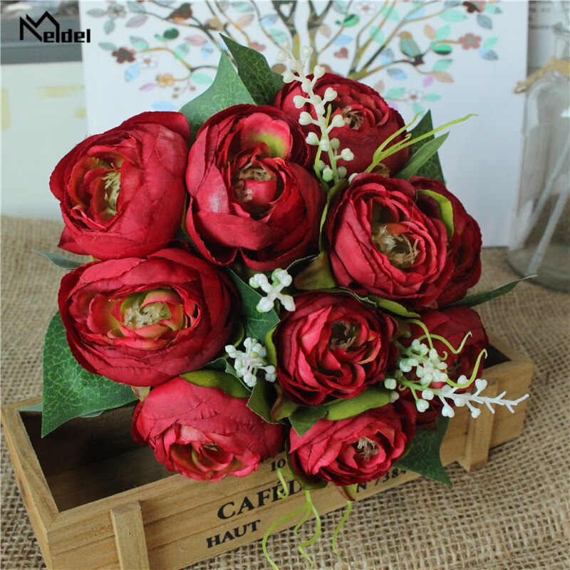 10 głów białe sztuczne kwiaty róży bukiet jedwabiu róże na stół weselny zima Dom dekoracje sztuczne kwiaty róże bukiet ślubny