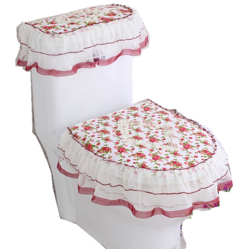 bathroom toilet seat water tank cover top cover toilet pad set three-piece