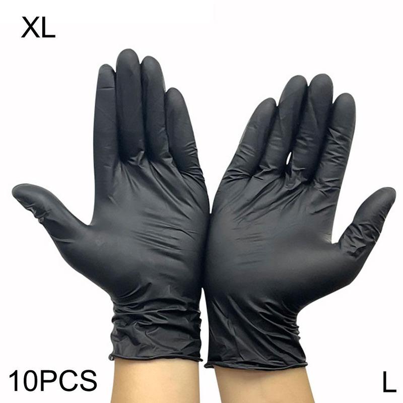 10 Pack PVC Thick And Durable Disposable Gloves Food Grade Latex Protection Nitrile Labor Protection Kitchen Work Transparent: XL black