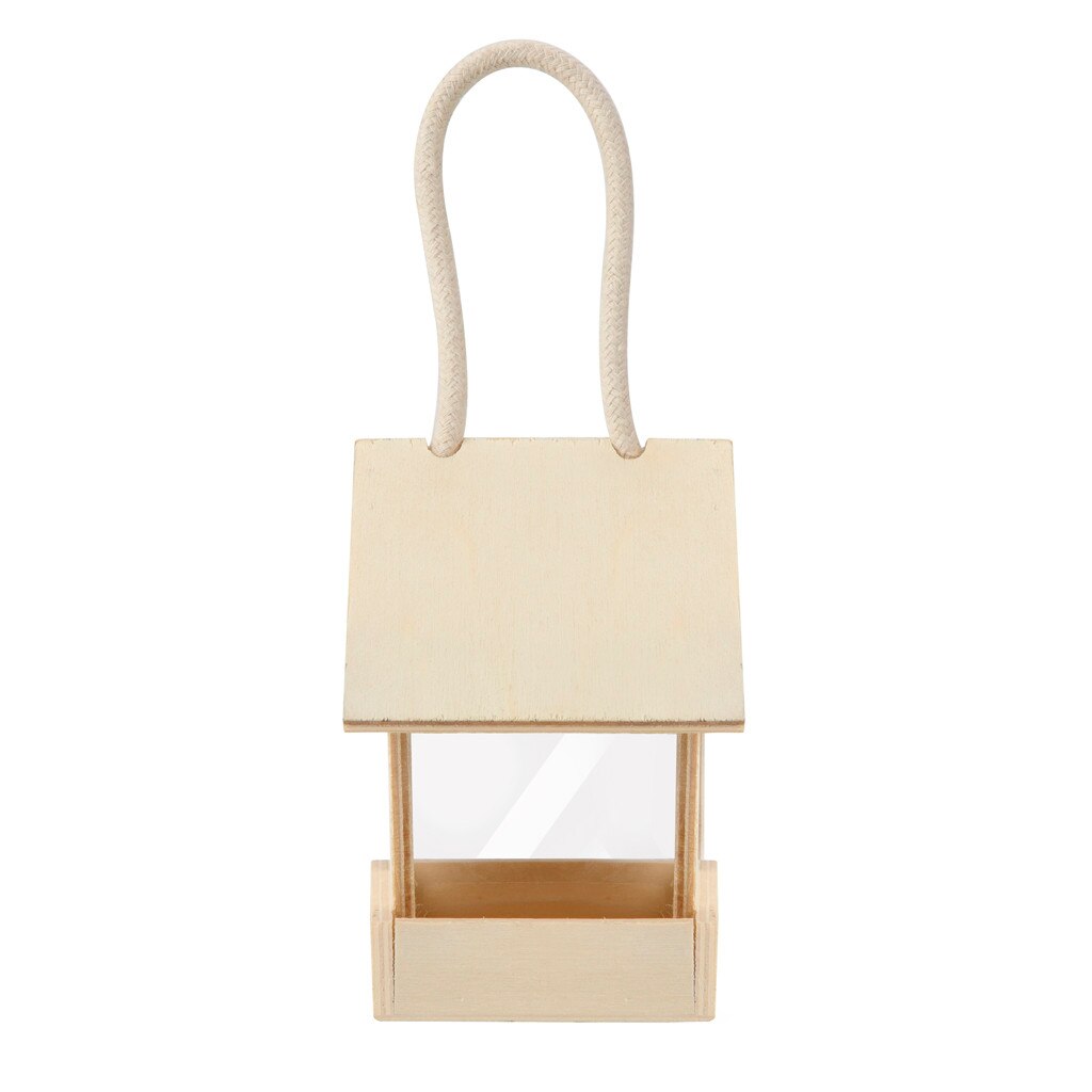 Wooden Bird Feeder House Birdhouse Hanging Nest Feeder With Roof Home Garden Yard Decoration Outdoor Pet Decors Hanging Feeders: B