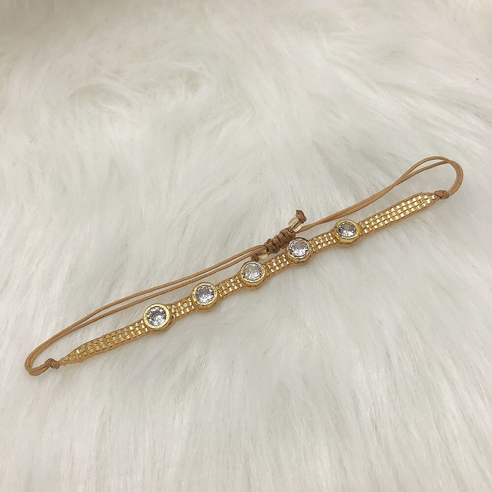 Bluestar 5 Stuks Een Set Boze Oog Vrouwen Bangle Handgemaakte Crystal Micro Pave Klinknagel Miyuki Kraal Armbanden Sieraden Accessoires