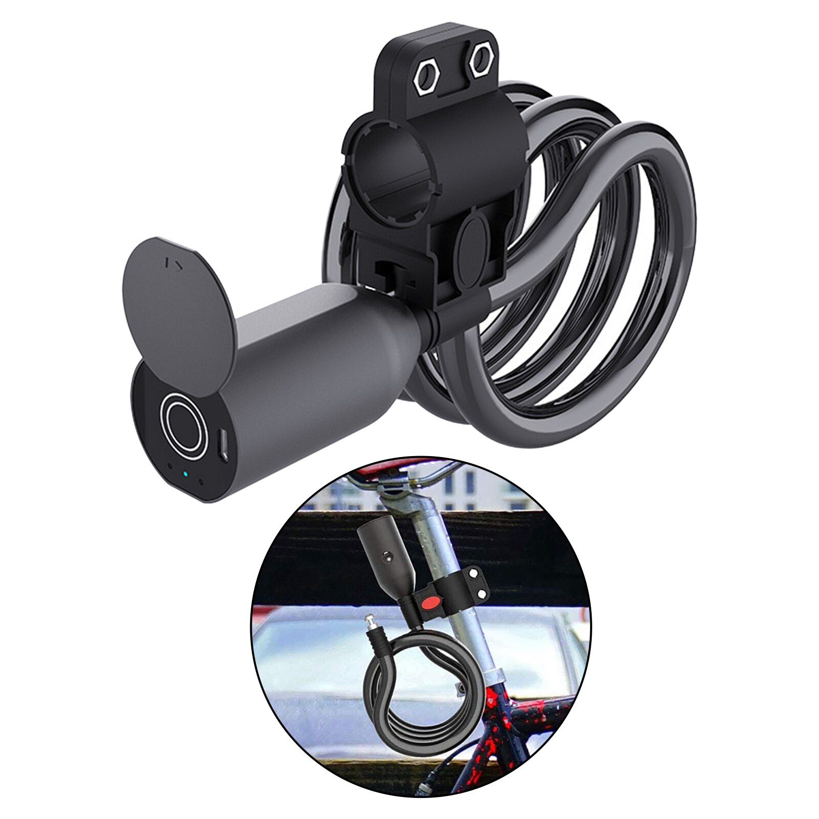 Fingerprint Bike Lock Anti-Theft Keyless Bicycle Lock USB Rechargable Bicycle Cable Locks