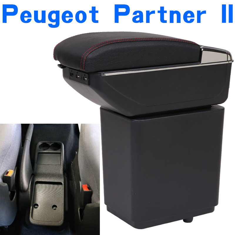 for Peugeot Partner II 2 armrest box universal car center console caja modification accessories double raised with USB