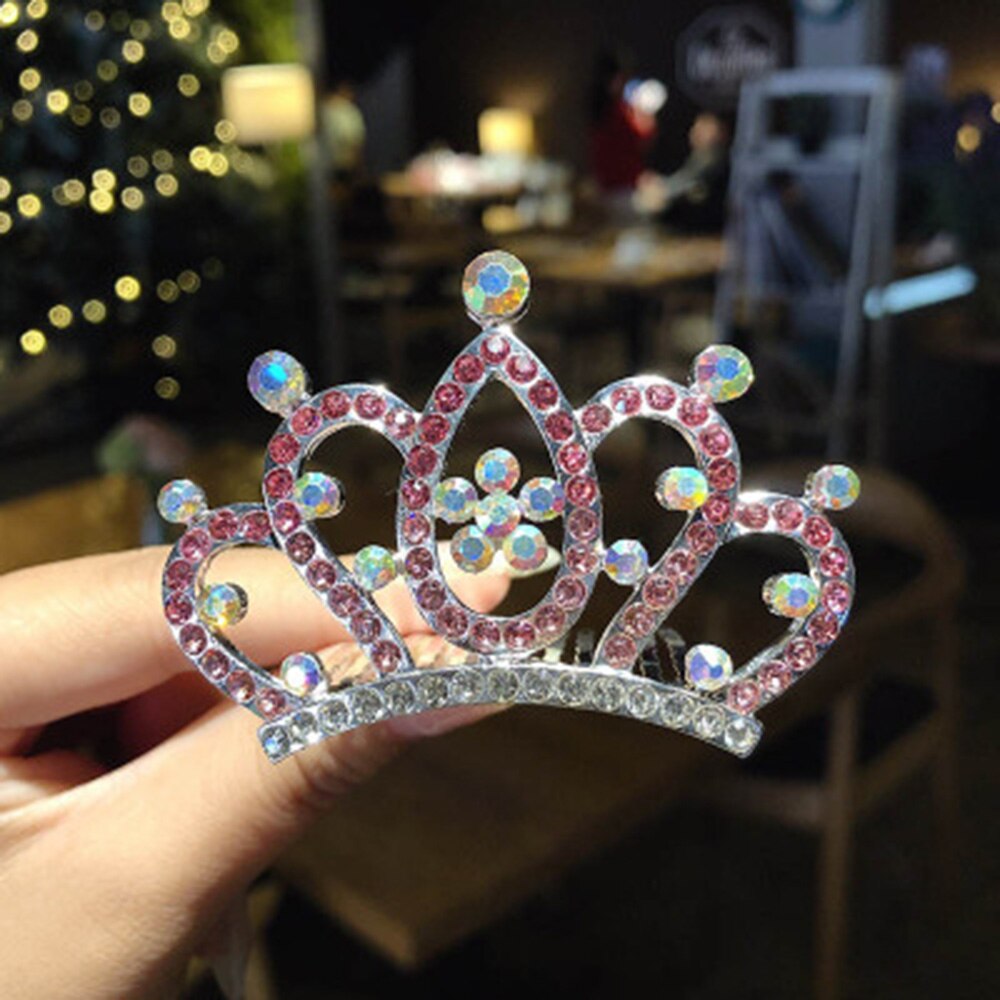 Mini Tiara Rhinestone Hair Clips Princess Crown Comb Costume Accessories For Princess Party Girls Hair Claw Hairpin Styling Tool