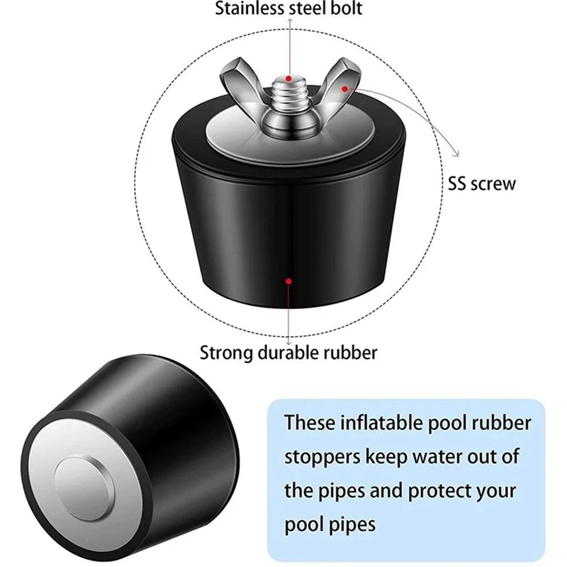 Vinterprop til pool, gummi, lækagesikker vinterudvidelsesprop til swimmingpool, poolpropper, vintertilbehør til udendørs lækagesøgning