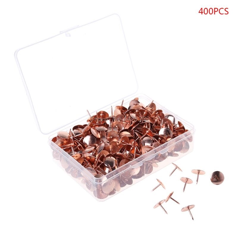 400pcs Metal Thumbtack Drawing Pins Pushpin Cork Board Photo Wall Map Markers: Rose Gold