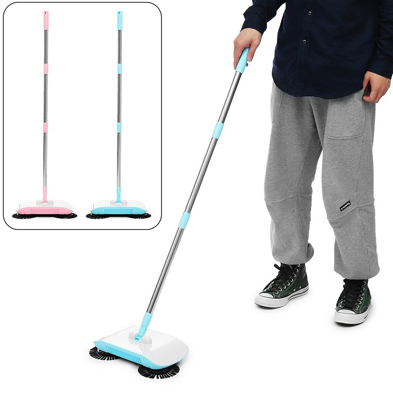 2 in 1 Hand Push Lazy Cleaning Sweeping Broom Set Home Sweeper with Rags 66CY