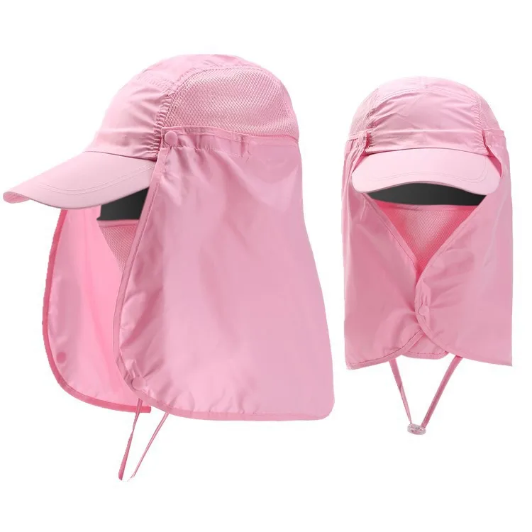 Sport all'aria aperta escursionismo campeggio visiera cappello protezione UV viso collo copertura pesca sole Protcet Cap: Colore rosa