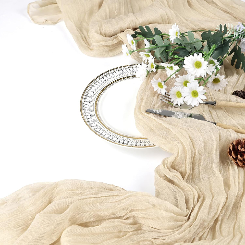 Rosa blå ostduk bordslöpare rustik gasväv boho ljusrosa ostduk bordslöpare bröllop brud babyshower dekorationer: 30*220cm / Lila