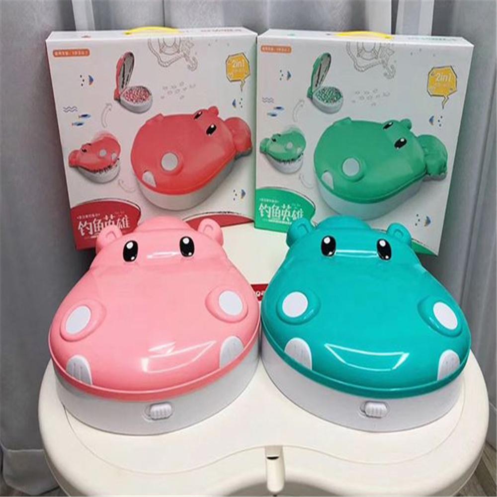 Children Hippo Fishing Toys Music Lighting Maglev Track Fishing Toy Suit Parent-child Interactive Education Study Toy Game