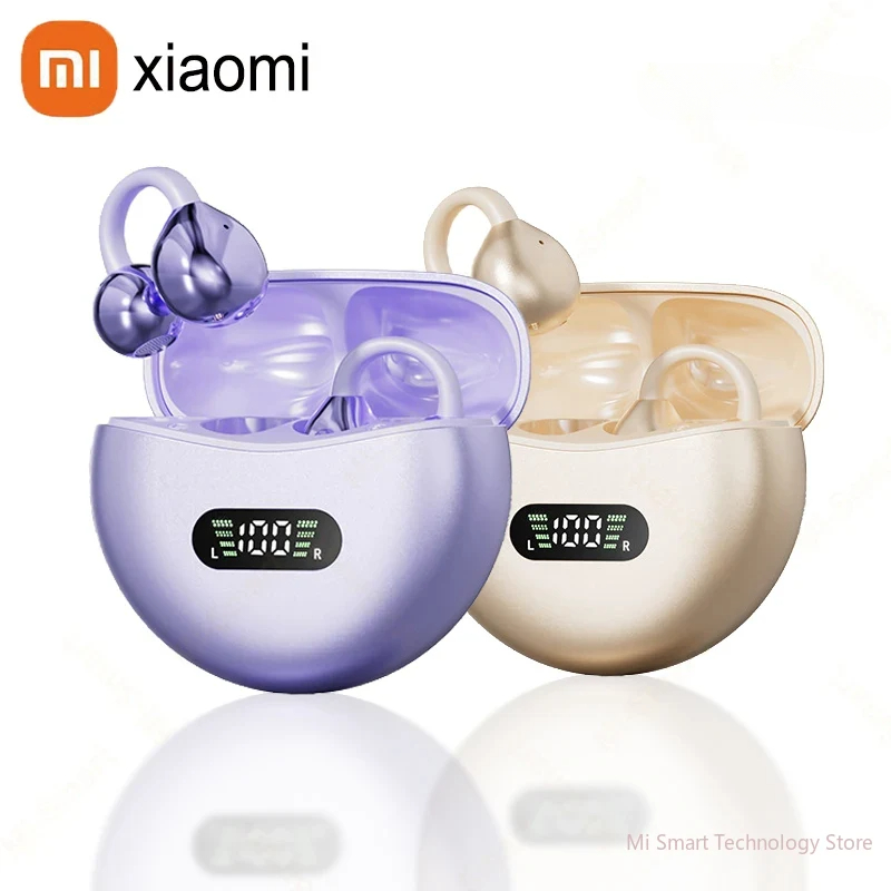 Xiaomi sem fio condução óssea alta fidelidade bluetooth 5.4 fones de ouvido clipe no ouvido com microfone display digital à prova dwaterproof água esporte
